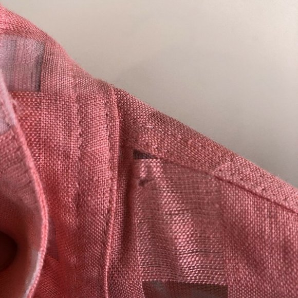 John Mark Coral Pink Button Front Linen Blend Top - Picture 9 of 9